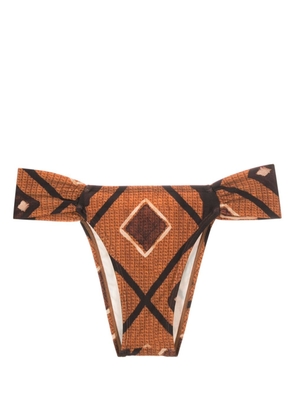 Lenny Niemeyer geometric-print draped bikini bottoms - Brown