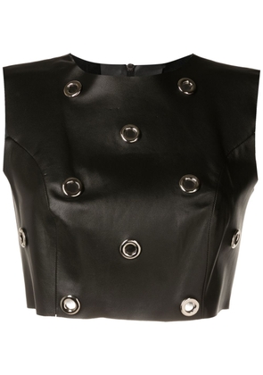 Andrea Bogosian Dalet leather cropped top - Black