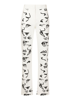 Gloria Coelho graphic-print straight-leg trousers - White