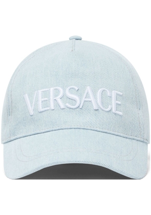 Versace logo-embroidered denim cap - Blue