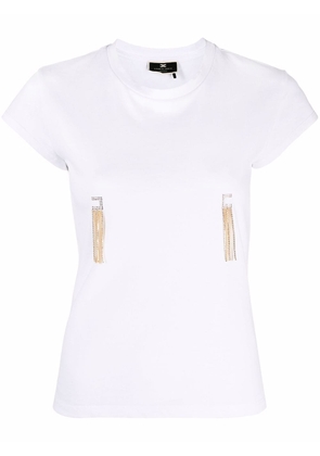 Elisabetta Franchi chain-fringed cotton T-shirt - White