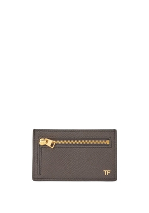 TOM FORD logo-plaque leather cardholder - Brown