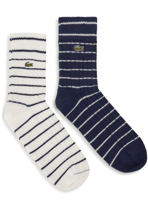 Lacoste crocodile-embroidered striped socks (pack of two) - Blue