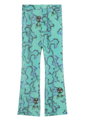 ERL graphic-print flared trousers - Blue