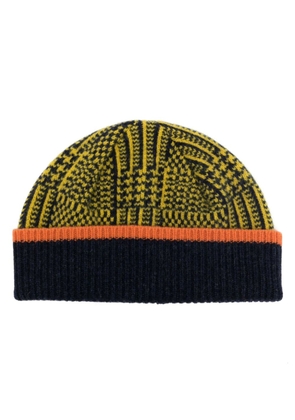 Paul Smith Prince of Wales checkered lambs wool beanie - Black