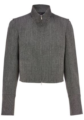 Ferragamo zip-up cropped tweed jacket - Grey