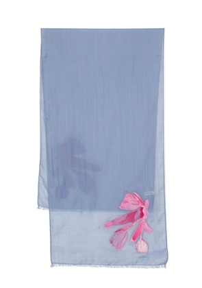 Paul Smith floral-embroidered wool scarf - Blue