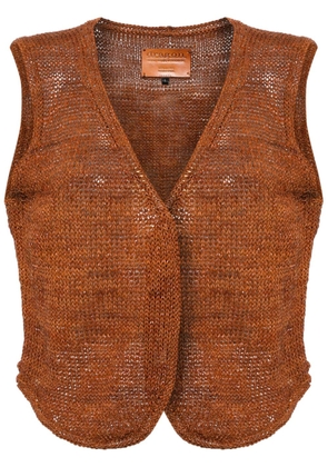 DRAGON DIFFUSION knitted leather gilet - Brown
