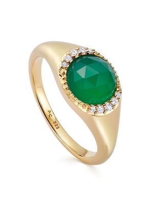 Astley Clarke 18kt gold vermeil Luna chalcedony signet ring