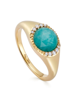 Astley Clarke 18kt gold vermeil Luna amazonite signet ring