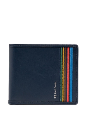 PS Paul Smith stripe-embroidered bi-fold leather wallet - Blue