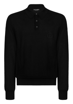 Dolce & Gabbana logo-embroidered cashmere polo shirt - Black