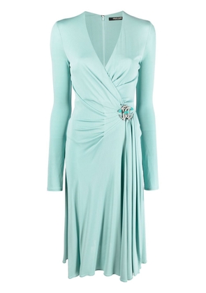 Roberto Cavalli gemstone-embellished gathered midi dress - Blue