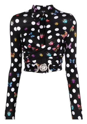 Versace x Dua Lipa polka-dot cropped shirt - Black