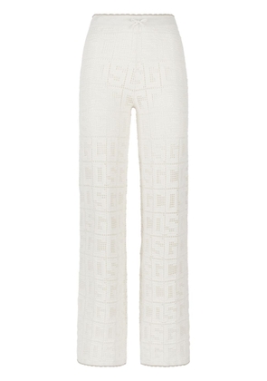 Gcds monogram crochet-knit trousers - White