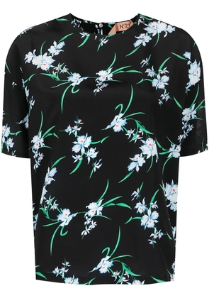 Nº21 floral-print short-sleeve blouse - Black