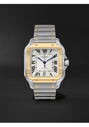 Cartier - Santos Automatic 39.8mm 18-Karat Gold Interchangeable Stainless Steel and Leather Watch, Ref. No. W2SA0006 - Men - White