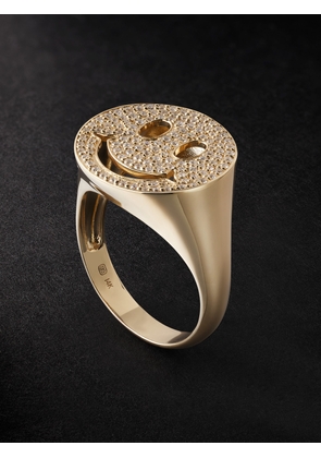 Sydney Evan - Large Happy Gold Diamond Signet Ring - Men - Gold