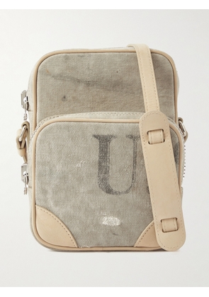 READYMADE - Suede-Trimmed Distressed Canvas Messenger Bag - Men - White