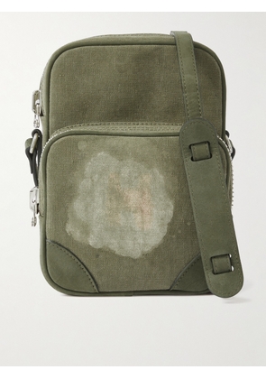 READYMADE - Suede-Trimmed Distressed Canvas Messenger Bag - Men - Green