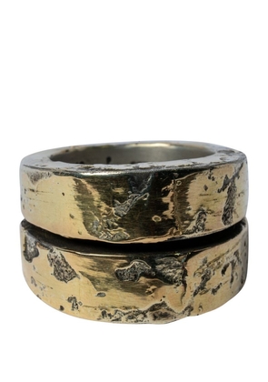 Parts Of Four Acid-Treaded Sterling Silver And Yellow Gold Crevice V2 Ring
