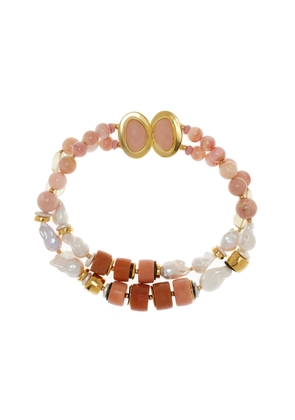 Lizzie Fortunato - Ariel II Gold-Plated Pearl; Quartz Necklace - Orange - OS - Moda Operandi - Gifts For Her