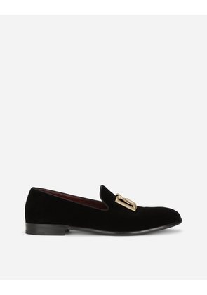 Dolce & Gabbana Pantofola - Man Driver Shoes And Loafers Black Velvet 43