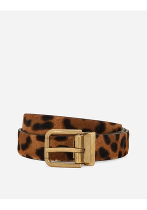 Dolce & Gabbana Leopard Print Belt With Pony Hair Effect - Man Belts Animal Print 100