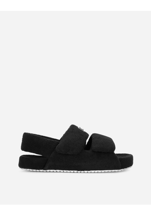 Dolce & Gabbana Terrycloth Sandals With Logo Tag - Man Sandals And Slides Black 41