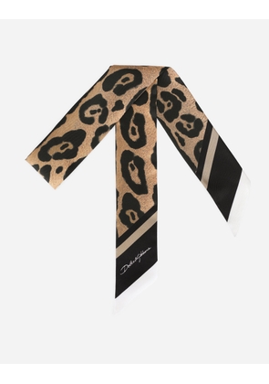 Dolce & Gabbana Leopard-print Twill Headscarf - Woman Scarves And Silks Multicolor Onesize