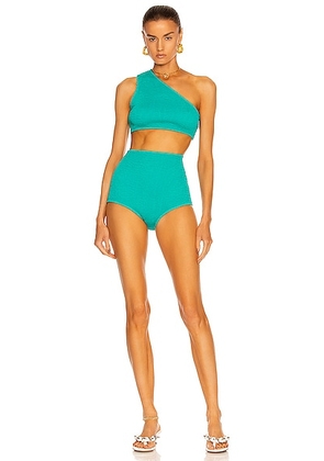 Bottega Veneta Crinkle Bikini Set in Neptune - Teal. Size 38 (also in ).