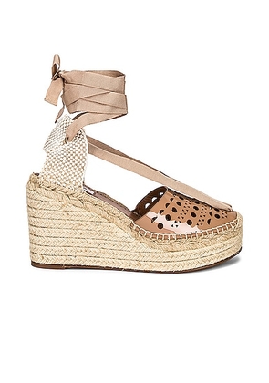 ALAÏA Vienne Espadrille Wedges in Chair - Nude. Size 36 (also in 39, 40, 41).