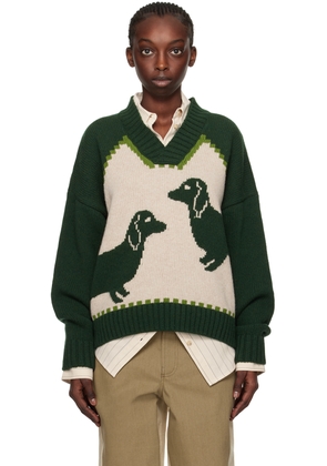 S.S.Daley Green & Off-White Intarsia Sweater