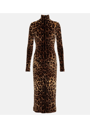 Dolce&Gabbana Jacquard leopard-print midi dress