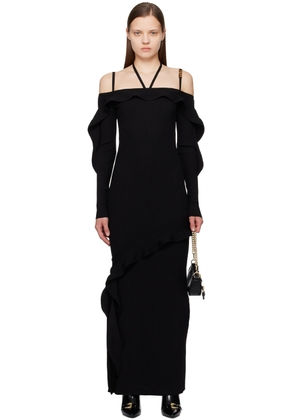 Versace Jeans Couture Black Ruffled Maxi Dress