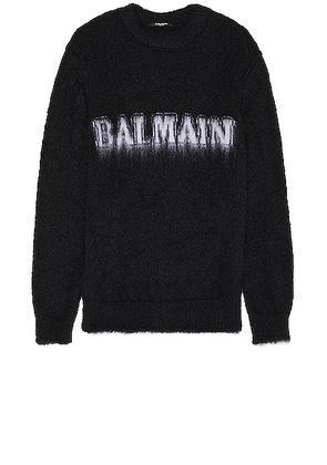 BALMAIN Retro Brushed Mohair Sweater in Noir & Blanc - Black. Size M (also in L, S).