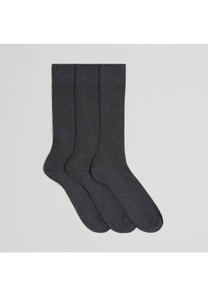 The Ribbed Cotton Sock 3-Pack Charcoal Melange