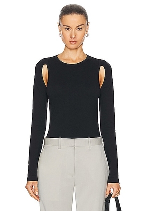 Helmut Lang Cutout Crewneck Top in Black - Black. Size L (also in M, S, XS).