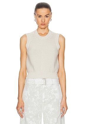 Lemaire Sleeveless Cropped Sweater in Mastic - Ivory. Size L (also in M, S, XS).
