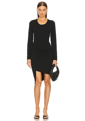 Bobi Asymmetrical Hem Mini Dress in Black. Size S, XS.