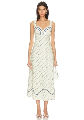 Free People Sweet Hearts Midi Dress In Ivory Combo in Ivory. Size L, S, XL, XS.