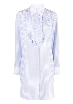 MSGM pinstriped ruffle-detail shirtdress - White