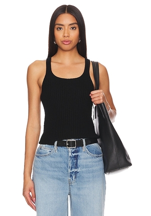 Guest In Residence Rib Tank Top in Black. Size M, S, XL, XS.