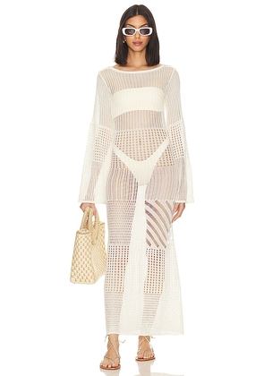 L'Academie Evea Maxi Knit Dress in White. Size XL, XXS.