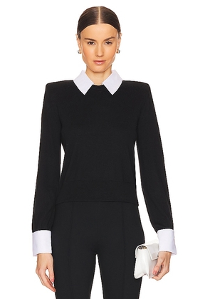L'AGENCE April Poplin Collar Pullover in Black. Size M, S, XL, XS, XXS.