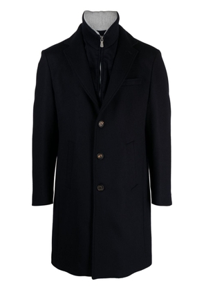 Eleventy double-layer long-length single-breasted coat - Blue