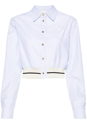 Palm Angels logo-embroidered striped cotton shirt - Blue