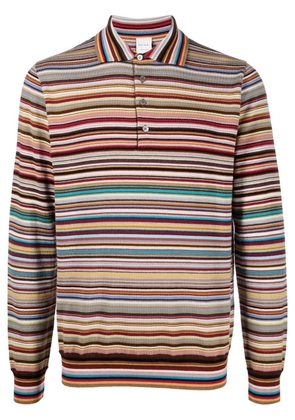 Paul Smith striped long-sleeved polo shirt - Red