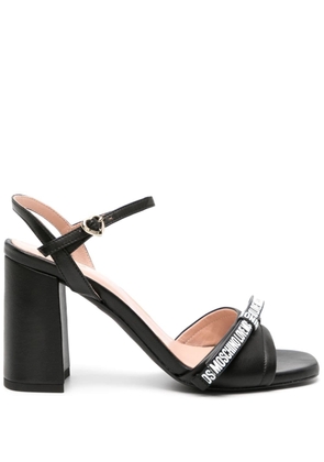 Love Moschino 95mm logo-bow leather sandals - Black