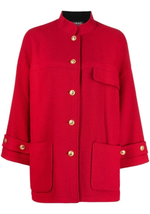 CHANEL Pre-Owned 1990-2000s CC button tweed coat - Red